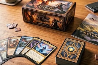 design tcg trading card game with frame , art and rule book