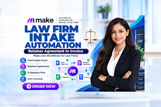 automate law firm intake retainer agreement and invoice with make com bussiness