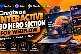 create an interactive 3d hero section for webflow with spline, threejs and gsap