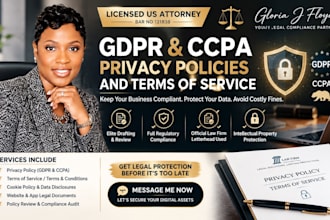 draft or review gdpr and ccpa compliant privacy policy and terms of service