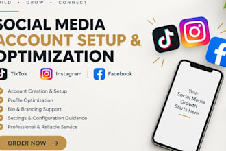 set up optimize your tiktok, instagram, facebook profiles