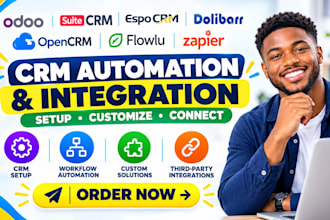 odoo suitecrm espocrm automation dolibarr opencrm flowlu zapier integration