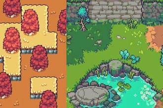 create art top down tilesets 8bit 16bit pixel  top down game pixel environment