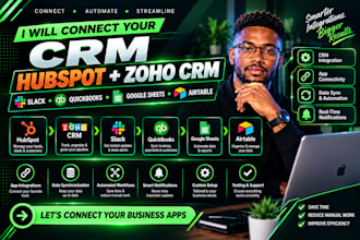 connect hubspot, zoho crm to slack, quickbooks, google sheets, airtable