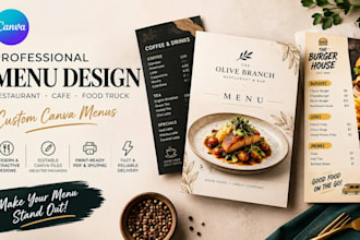 design a professional restaurant menu in canva