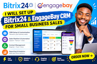 set up bitrix24 and engagebay CRM for small business sales