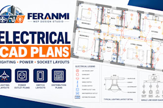 draft electrical lighting and power plans in autocad