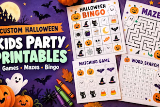 design custom halloween games and printables for kids or parties