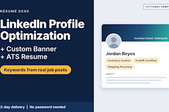 do linkedin profile optimization with a custom banner and ats resume