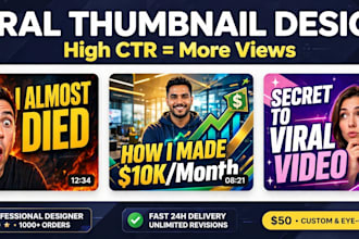 design 3 eye catching viral youtube thumbnails with high CTR