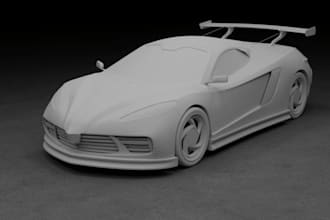 car image to 3d,supercar scultp3d,front bumper,aerodynamic car body,stl printing