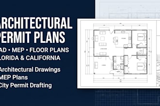 draw stamped architectural plan mep city permit floor plan florida california