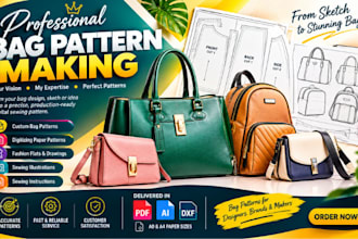 create professional bag pattern sewing pattern tech pack design