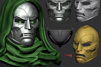 create 3d cosplay masks and 3d helmets with stl files for 3d printing