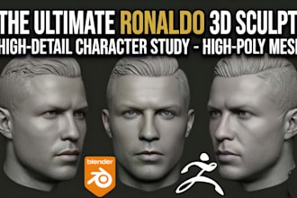 create realistic 3d head sculpt, head bust model, face likeness for 3d printing