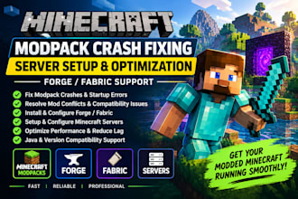 build custom minecraft modpacks, setup servers and fix forge fabric crashes