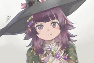 draw a sketchy colored fantasy and dnd character bust