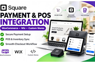 integrate square payment gateway and sync pos with woocommerce wix custom store
