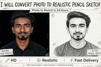 convert your photo to realistic pencil sketch drawing