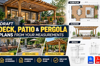 draft deck patio and pergola plans from your measurements