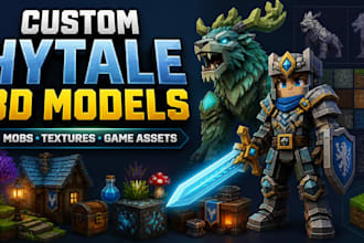 create custom hytale 3d, mc model, texture, skin, mob, plugin and server setup