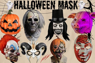create halloween 3d mask demon mask skull mask printable cosplay halloween mask