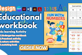 do educational workbook, english math science worksheet, kids learning activity