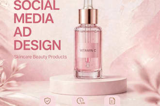 design luxury skin care ad and vitamin c serum social media