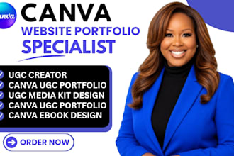 design a premium canva ugc portfolio website, converting landing page, media kit