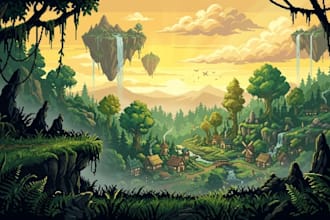 create pixel art scene background environment animation game