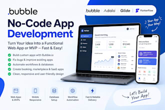 build nocode adalo, flutterflow and bubble io web app website bubble developer
