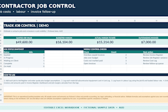 create a custom excel job costing and contractor dashboard
