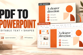 recreate PDF presentations as editable powerpoint slides with clean slide layout