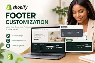 customize shopify footer, fix footer issues and redesign sections