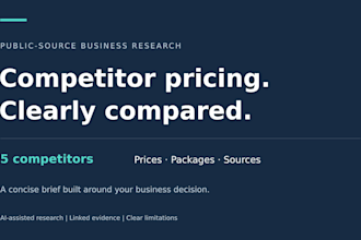 research five competitors and compare pricing and packages