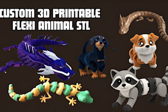 do custom 3d printable flexi animal stl, cute 3d toy 3d figurine stl