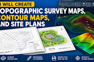create topographic survey maps, contour maps, and site plans