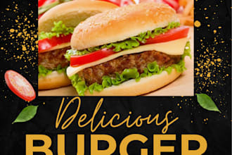 design attractive food flyers, burger and pizza posters