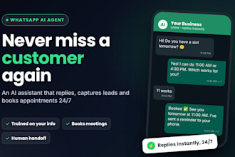 build a whatsapp ai chatbot to reply to customers and book appointments