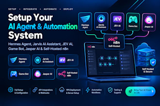 setup hermes agent jarvis ai assistant jev ai game bot jasper ai self hosted n8n