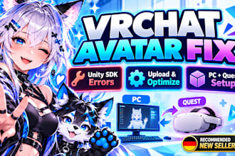 fix vrchat avatar unity sdk errors, upload and optimtize for pc quest setup