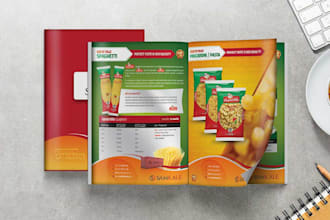 design editable wholesale food product catalog, beverage distribution brochure