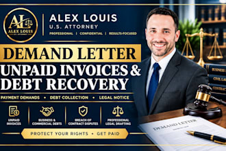 draft a demand letter for unpaid invoices debt recovery  or collection
