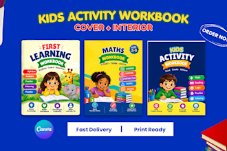 design canva kids workbook children workbook and educational workbook for kdp