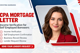 issue CPA mortgage letter and income verification for self employed loans