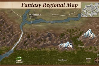 create dnd maps, illustrated fantasy world maps and fictional regional maps