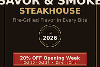 design a bold restaurant, cafe or gym poster that brings customers in