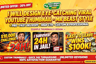 design eye catching viral youtube thumbnail mrbeast style