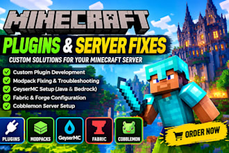 develop minecraft plugins, fix modpacks, and configure geysermc servers