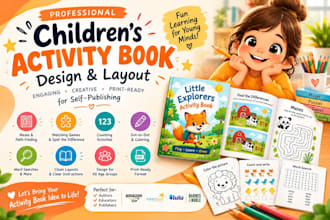 design kids activity books with maze, puzzles and matching games